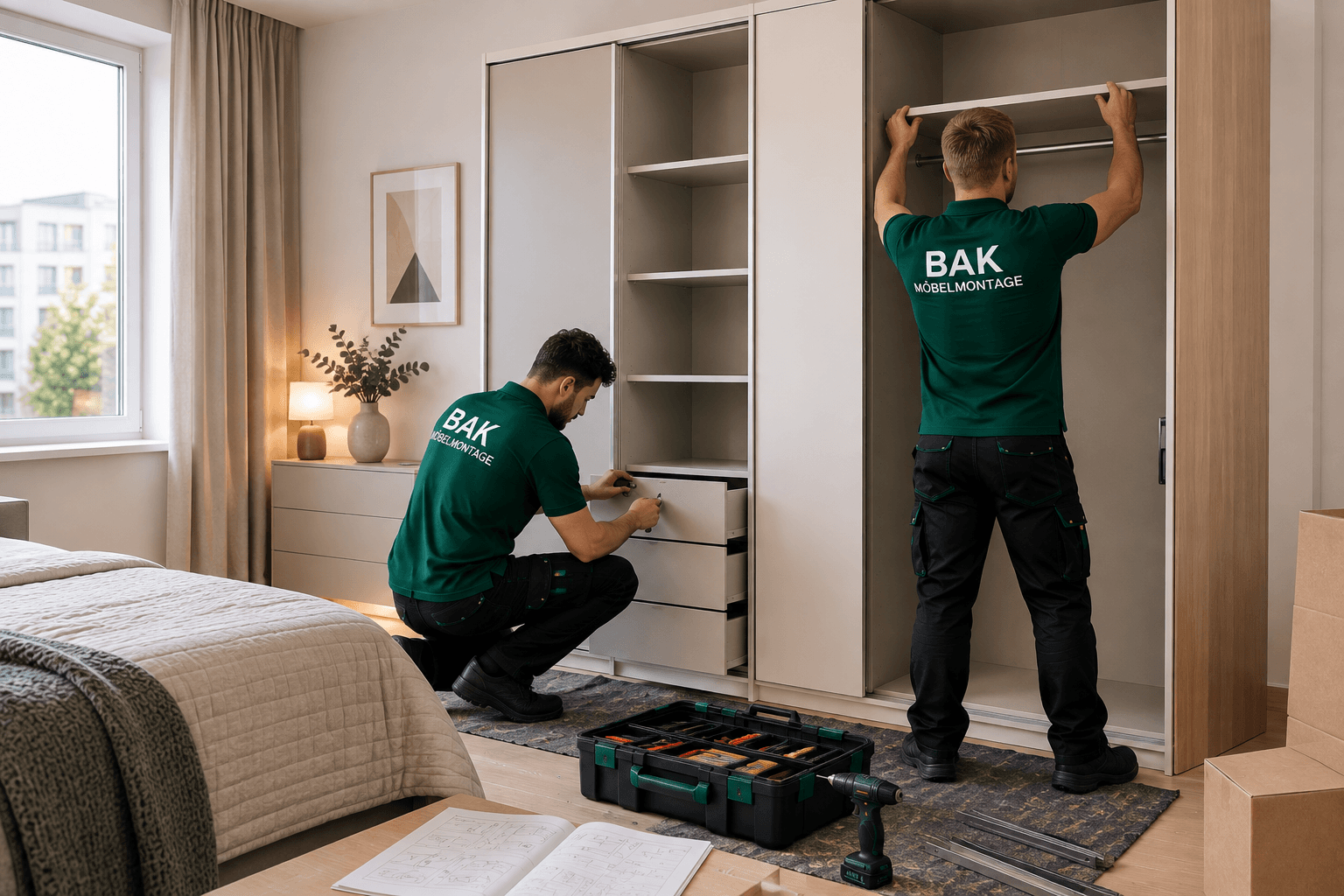 Schlafzimmerschrank-Montage in Wien durch BAK Möbelmontage